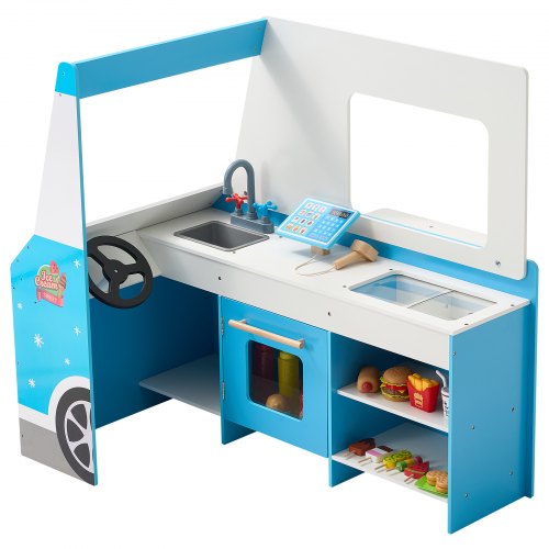 Ice Cream Truck Wooden Playset Pretend Playset for Kids Ages 3-7