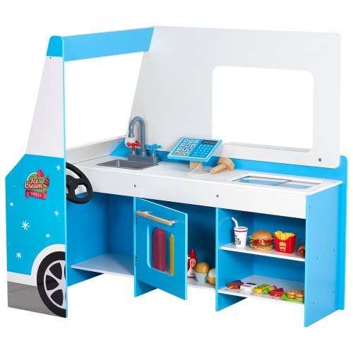Ice Cream Truck Wooden Playset Pretend Playset for Kids Ages 3-7