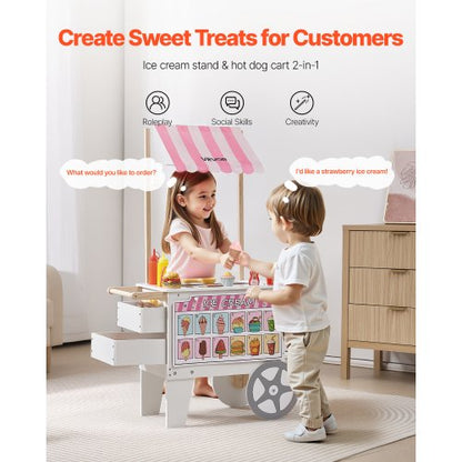 Ice Cream Cart for Kids Pretend Play Ice Cream Shop for Kids Ages 3-7