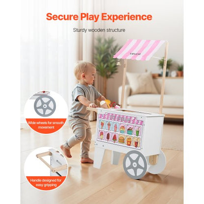 Ice Cream Cart for Kids Pretend Play Ice Cream Shop for Kids Ages 3-7