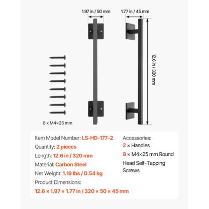 4 pcs. barn door handles, 30 cm, rustic, heavy duty garden gates, shed handles | EU