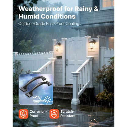 4 pcs. Barn Door Handles, 6.5 Inch, Rustic, Heavy Duty Garden Gates, Shed Handles | EU