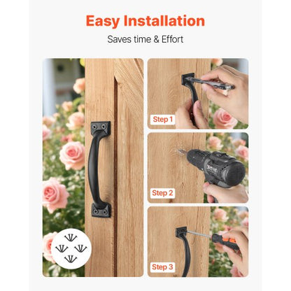 4 pcs. Barn Door Handles, 6.5 Inch, Rustic, Heavy Duty Garden Gates, Shed Handles | EU