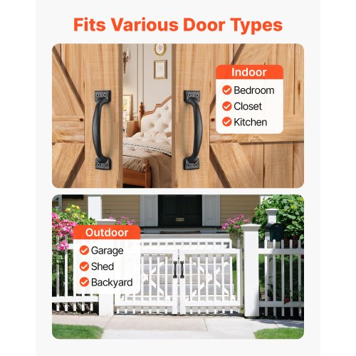 4 pcs. Barn Door Handles, 6.5 Inch, Rustic, Heavy Duty Garden Gates, Shed Handles | EU