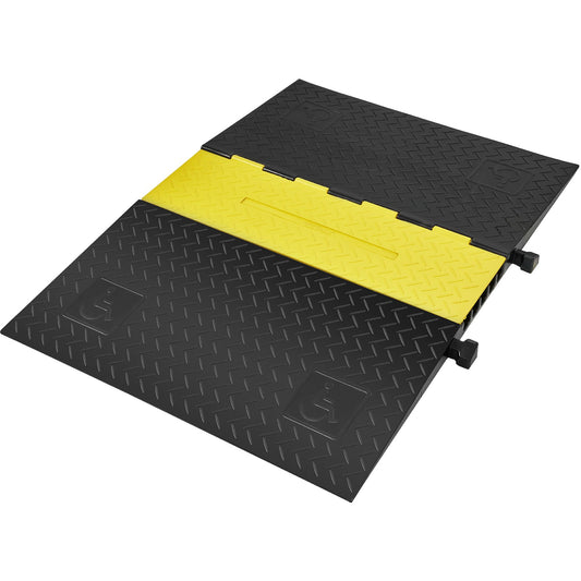 Gummikabelskyddsramp, 5-kanals, 22000 lbs/axel Kapacitet Heavy Duty Wire Cover Ramp Slang Sladd Ramp Uppfart, trafikfartshinder med flip-open topplock, ADA-kompatibel för inomhus och utomhus