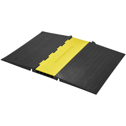 Gummikabelskyddsramp, 5-kanals, 22000 lbs/axel Kapacitet Heavy Duty Wire Cover Ramp Slang Sladd Ramp Uppfart, trafikfartshinder med flip-open topplock, ADA-kompatibel för inomhus och utomhus
