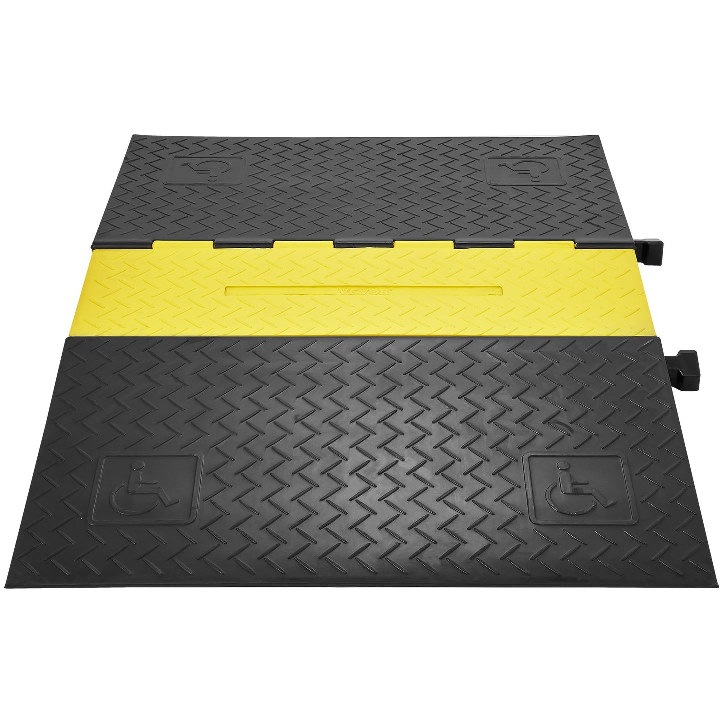 Gummikabelskyddsramp, 5-kanals, 22000 lbs/axel Kapacitet Heavy Duty Wire Cover Ramp Slang Sladd Ramp Uppfart, trafikfartshinder med flip-open topplock, ADA-kompatibel för inomhus och utomhus