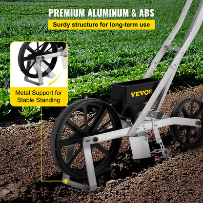 Gartensämaschine, Präzisions-Gartensämaschine aus Metall mit 6 Saatplatten, handgeführte Reihensaat, manueller Gartengrasverteiler zum Aussäen von Saatgut, Hinterhof-Landwirtschaft für verschiedene Saaten