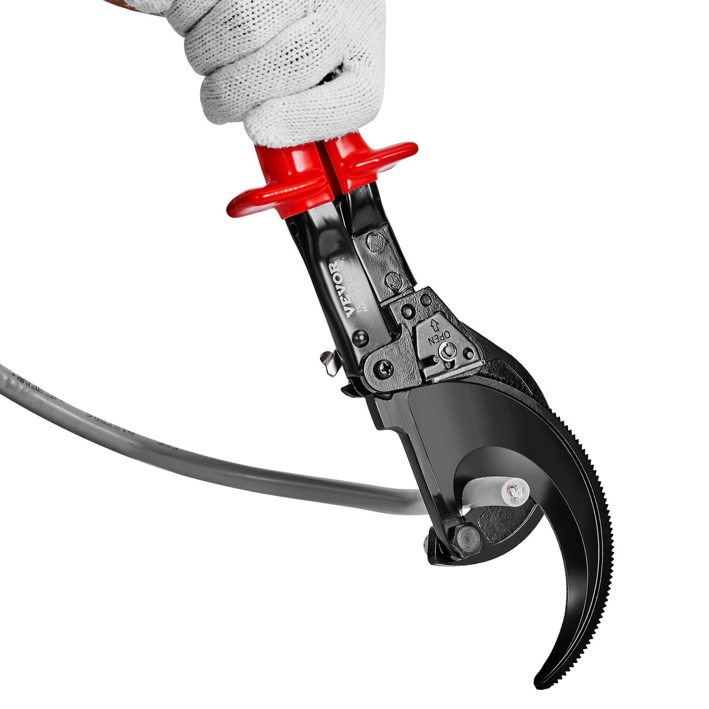 Spärrkabelskärare, 11" spärrtråd och kabelskärare, kapad upp till 400 mm², med bekväma grepphandtag, lättanvänd snabbkopplingsspak, blad av silikon-mangan fjäderstål