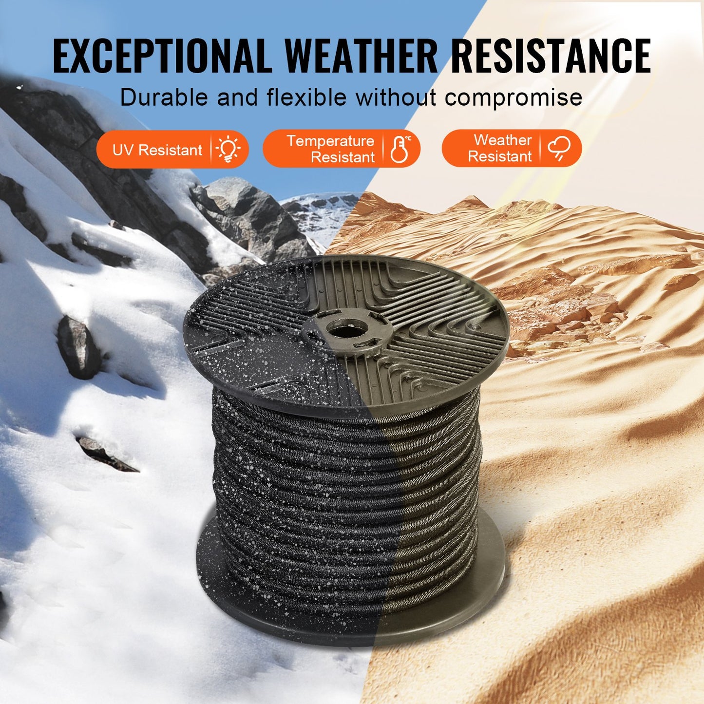 1/4in bungee-snöre 120 fot/36 m spole Heavy Duty bungee-remmar 100 % stretch