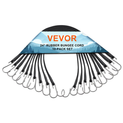 10 st Flat Bungee Cord Set 20 mm Heavy Duty Bungee Straps med S-krok