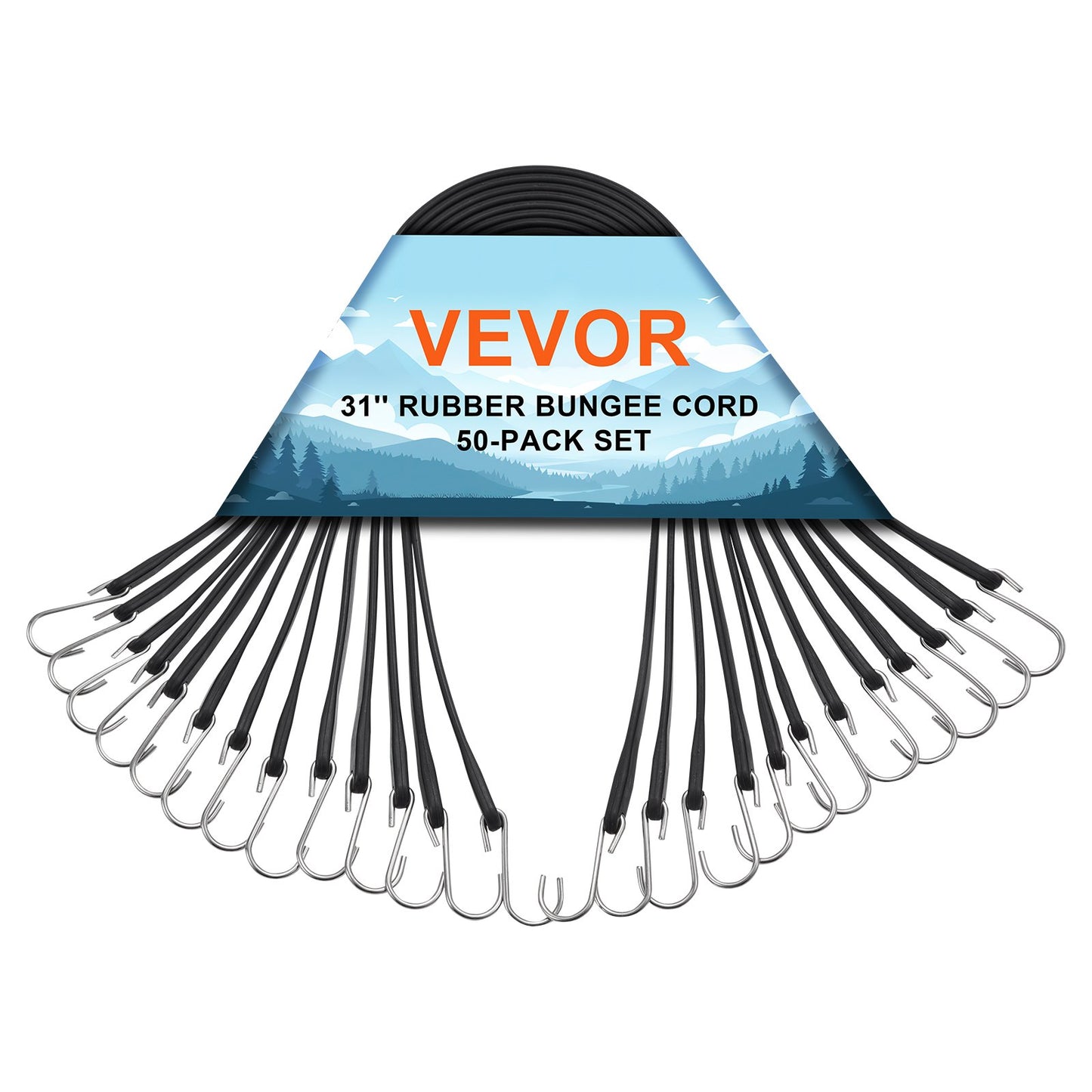50 st Flat Bungee Cord Set 19,8 mm Heavy Duty Bungee Straps med S-krok
