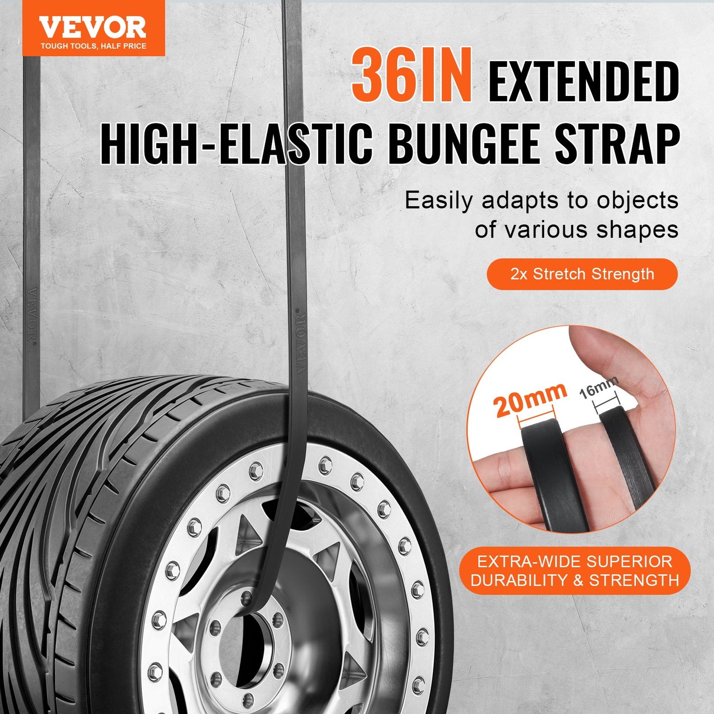 10 st Flat Bungee Cord Set 20 mm Heavy Duty Bungee Straps med S-krok 36