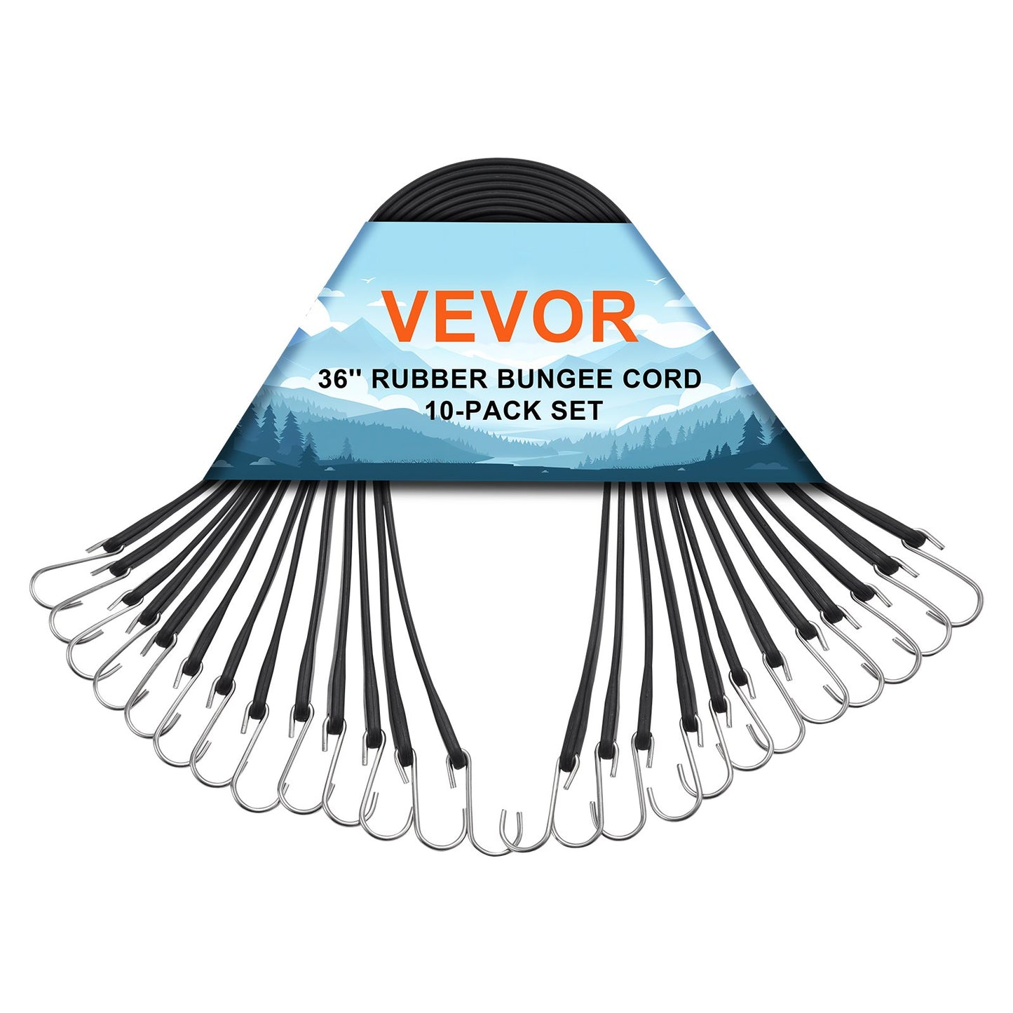 10 st Flat Bungee Cord Set 20 mm Heavy Duty Bungee Straps med S-krok 36