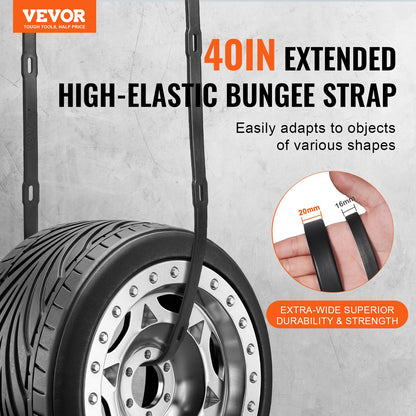 4 pcs Flat Bungee Cord Set 20 mm Heavy Duty Bungee Straps with S-Hook 40