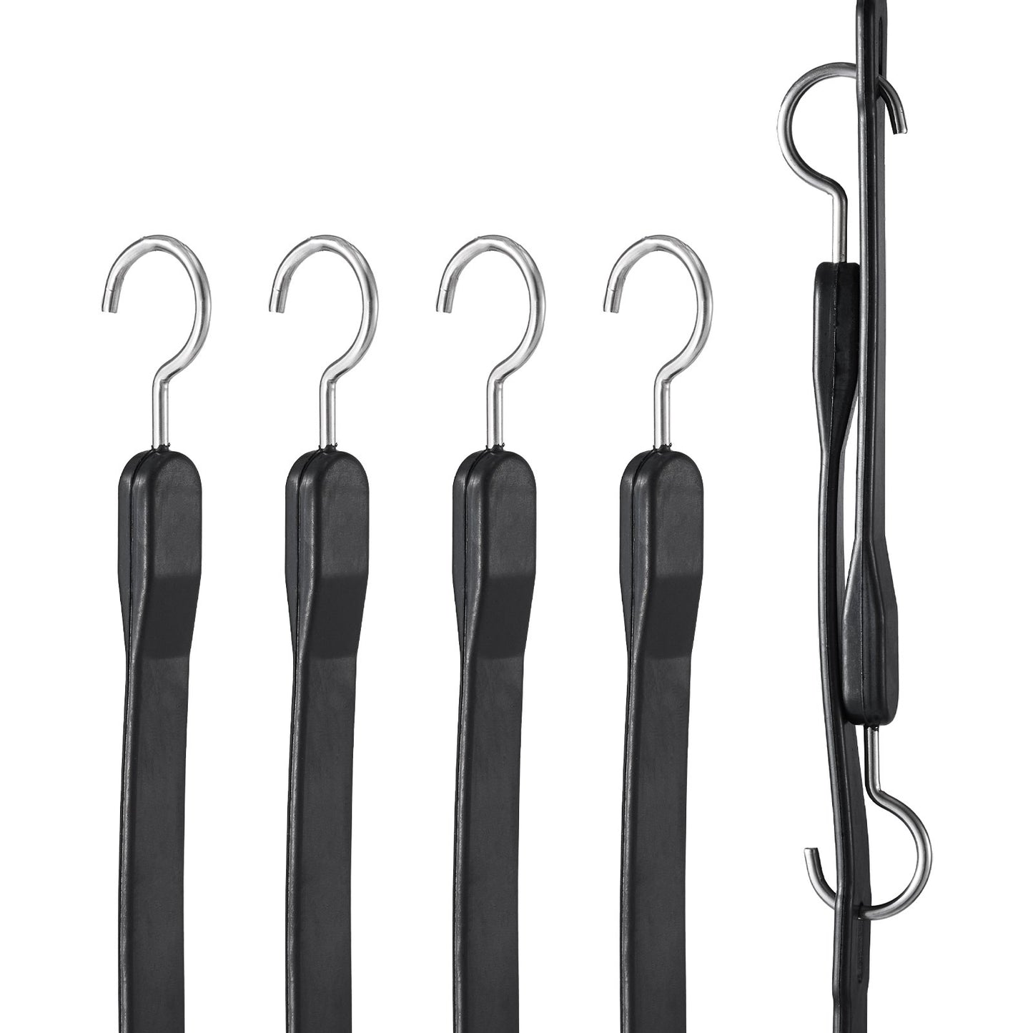 4 pcs Flat Bungee Cord Set 20 mm Heavy Duty Bungee Straps with S-Hook 40