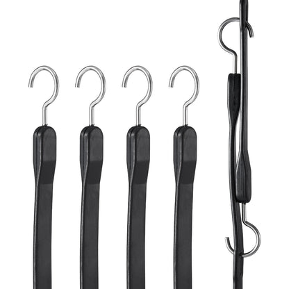4 pcs Flat Bungee Cord Set 20 mm Heavy Duty Bungee Straps with S-Hook 40