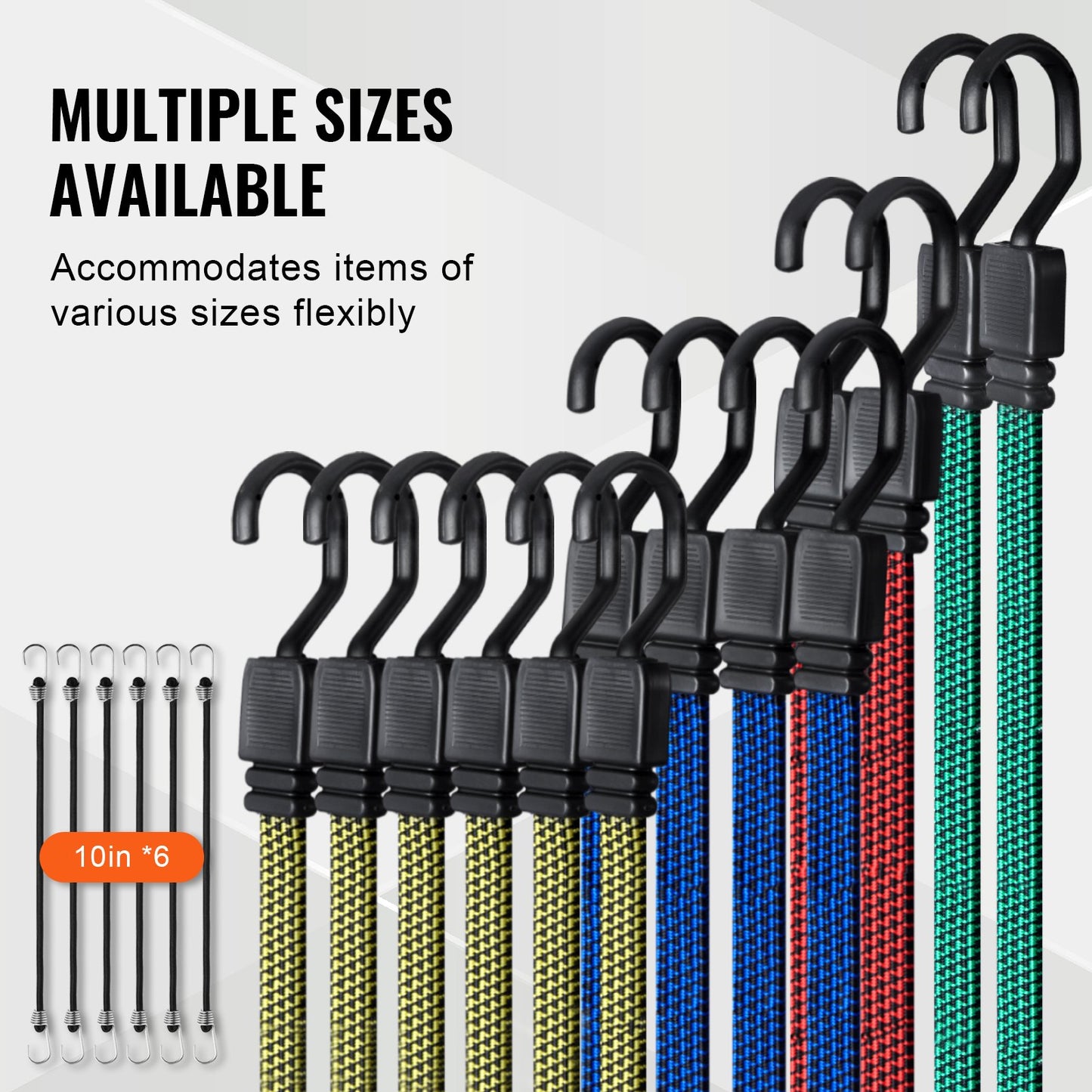 32 st Flat Bungee Cord Set 17 mm Heavy Duty Bungee Straps med J-krokar
