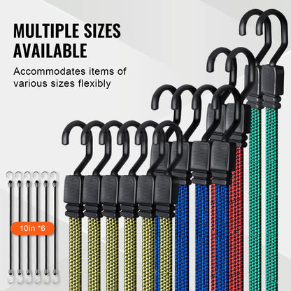 32 st Flat Bungee Cord Set 17 mm Heavy Duty Bungee Straps med J-krokar