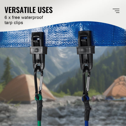 30-teiliges Bungee-Seil-Set, 8 mm, robuste Bungee-Gurte mit Stahlkarabinern