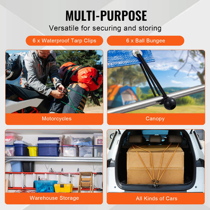 30-teiliges Bungee-Seil-Set, 8 mm, robuste Bungee-Gurte mit Stahlkarabinern