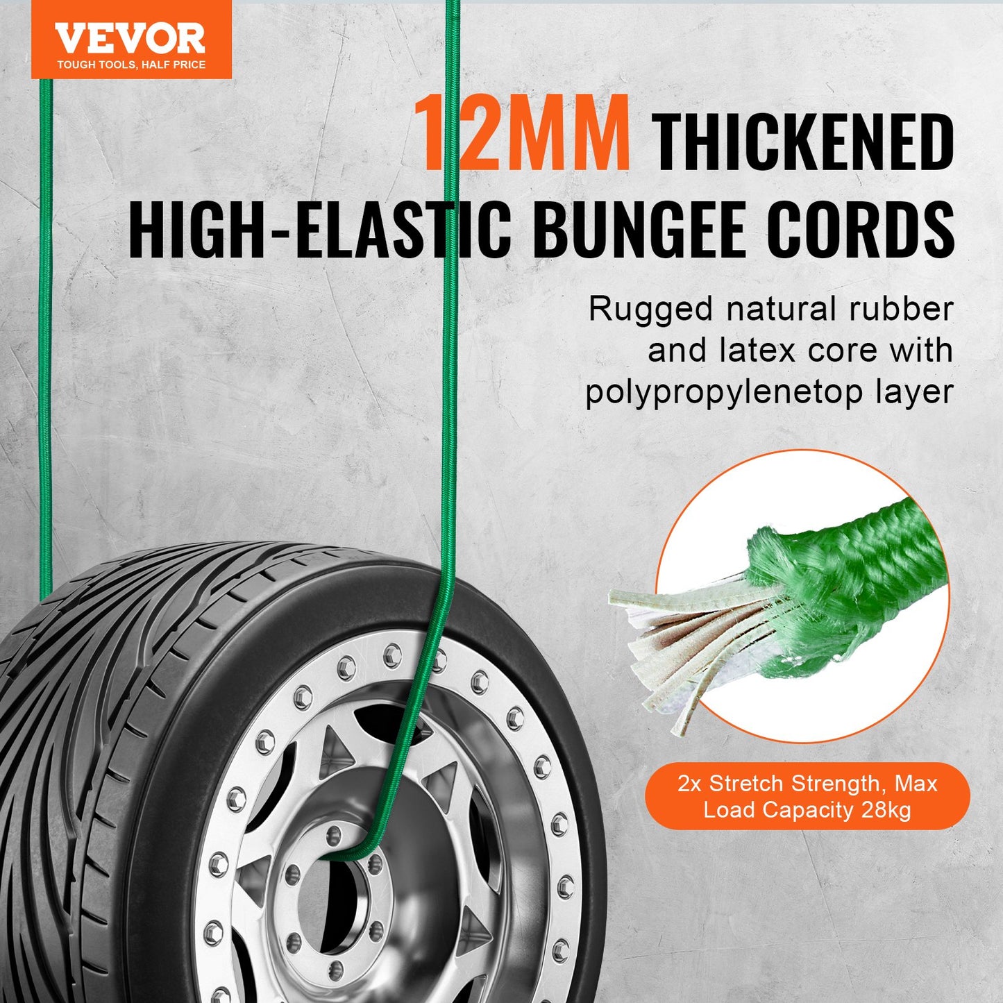 32 pc Bungee Cord Set 8 mm Heavy Duty Bungee Straps with A3 steel hooks