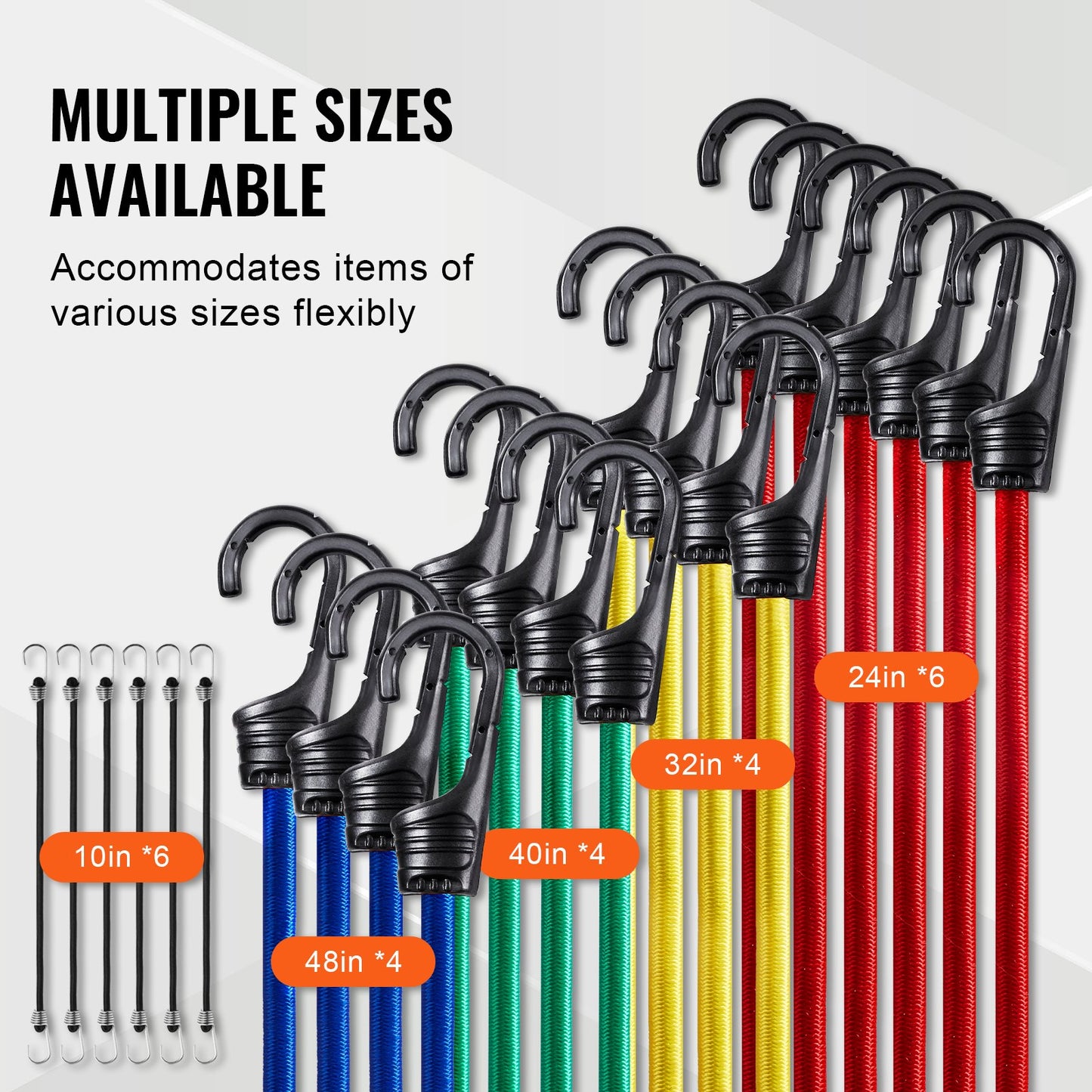 32 pc Bungee Cord Set 8 mm Heavy Duty Bungee Straps with A3 steel hooks