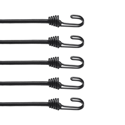 12 st Bungee Linor med Krokar 32 I Heavy Duty Bungee Straps 8 mm Svart