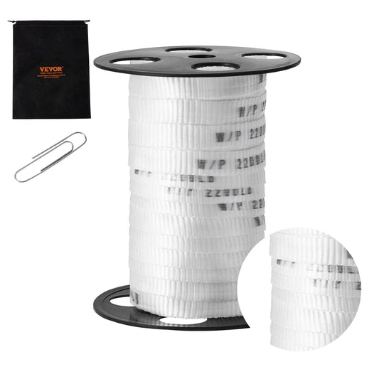 Polyester-Zugband, 5/8" x 108" Mule Tape-Flachseil, 2200 lbf Zugkapazität, bedrucktes Stromkabel-Zugband für Verpackung, Gartenarbeit, gewerbliche Elektrik, Verdrahtungsarbeiten, weiß