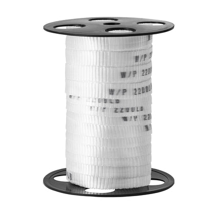 Polyester dragtejp, 5/8" x 108" Mule Tejp platt rep, 2200 lbf dragkapacitet, tryckt nätkabeldragningstejp för förpackning, trädgårdsarbete, kommersiell el, ledningsarbete, vit