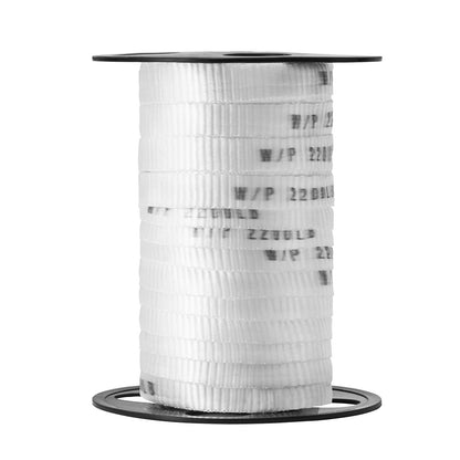 Polyester dragtejp, 5/8" x 108" Mule Tejp platt rep, 2200 lbf dragkapacitet, tryckt nätkabeldragningstejp för förpackning, trädgårdsarbete, kommersiell el, ledningsarbete, vit