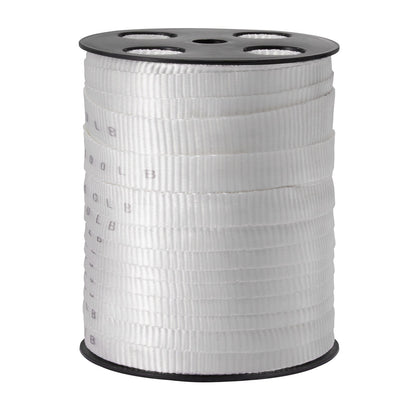 Polyester dragtejp, 3/4" x 265" Mule Tejp platt rep, 2500 lbf dragkapacitet, tryckt nätkabeldragningstejp för förpackning, trädgårdsarbete, kommersiell el, ledningsarbete, vit