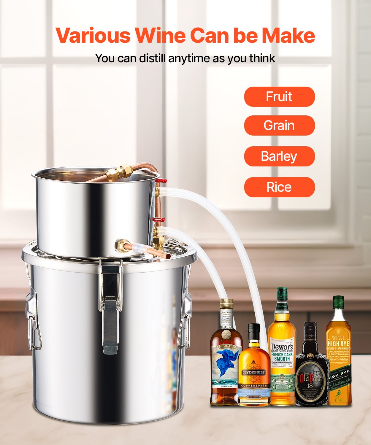 Moonshine Still 3 Gal Water Alcohol Distiller Brewing Kit Stainless Steel