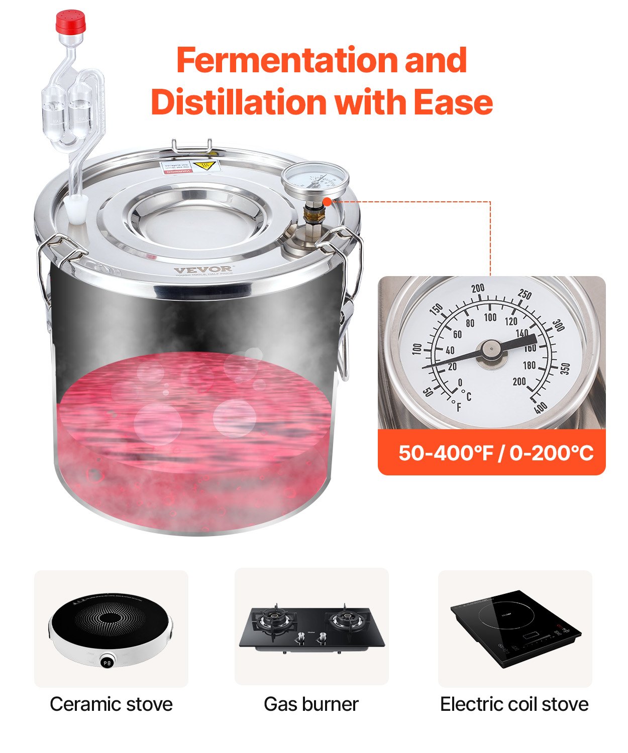 Moonshine Still 3 Gal Water Alcohol Distiller Brewing Kit Stainless Steel