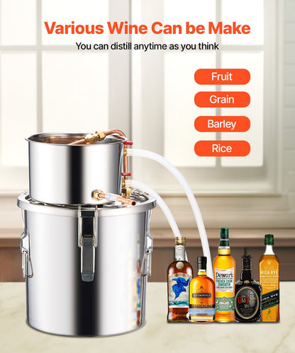 Moonshine Still 3 Gal Water Alcohol Distiller Brewing Kit Stainless Steel