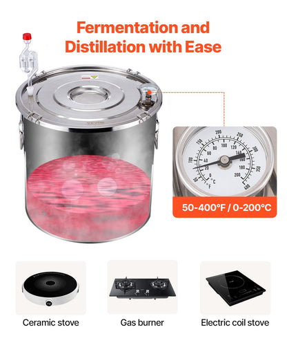 Moonshine Still 5 Gal Water Alcohol Distiller Brewing Kit Stainless Steel