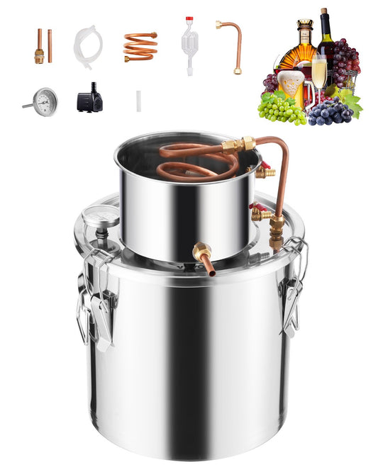 Moonshine Still 5 Gal Water Alcohol Distiller Brewing Kit Stainless Steel