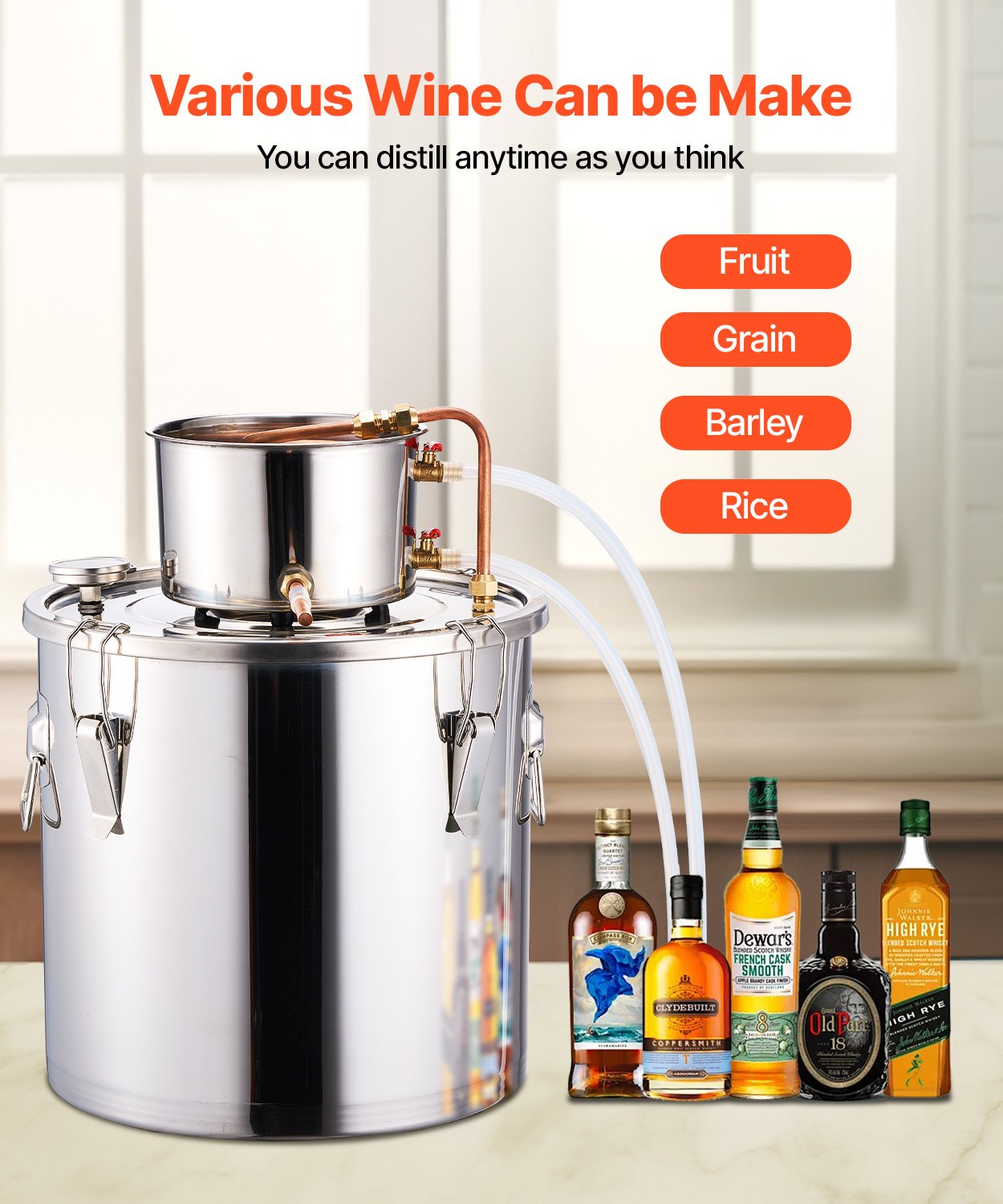 Moonshine Still 8 Gal Water Alcohol Distiller Brewing Kit Rostfritt stål