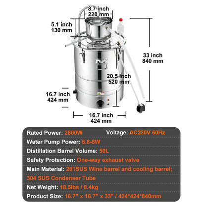 Essential Oil Still Water Distiller 13Gal with Thumper Keg &amp; Water Pump