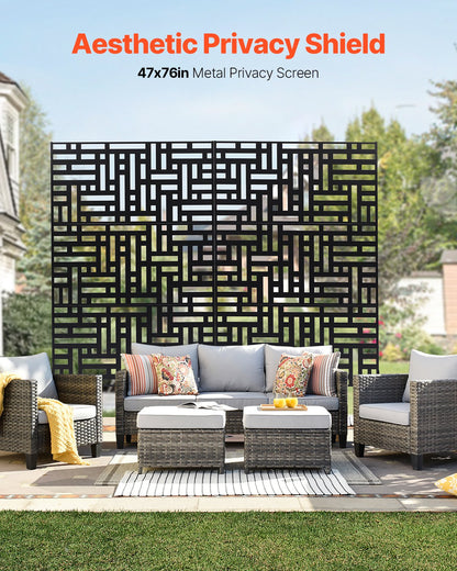 Metal Privacy Screen 47" x 76" Outdoor Privacy Screens &amp; Panels Black