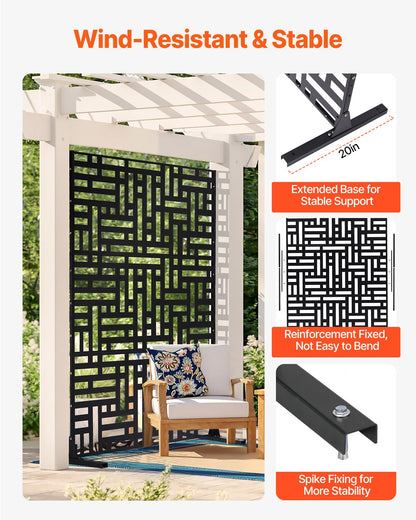 Metal Privacy Screen 47" x 76" Outdoor Privacy Screens &amp; Panels Black
