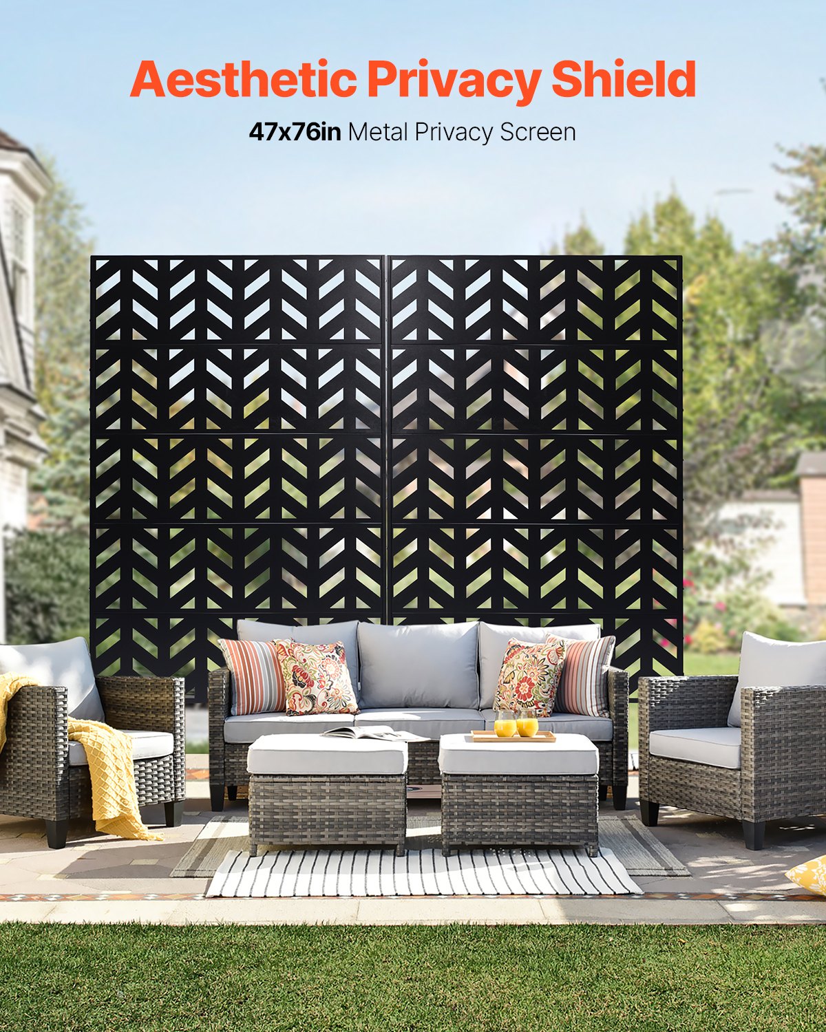 Metal Privacy Screen 47" x 72" Freestanding Outdoor Privacy Screens