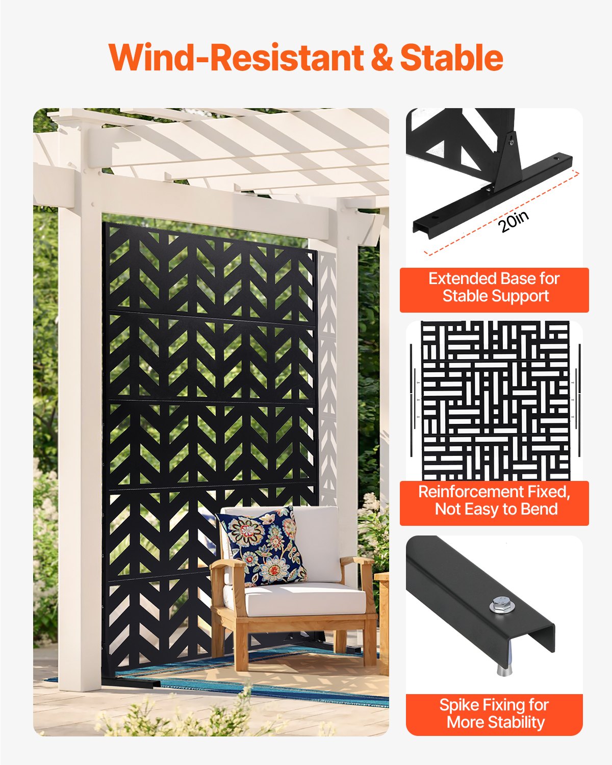 Metal Privacy Screen 47" x 72" Freestanding Outdoor Privacy Screens