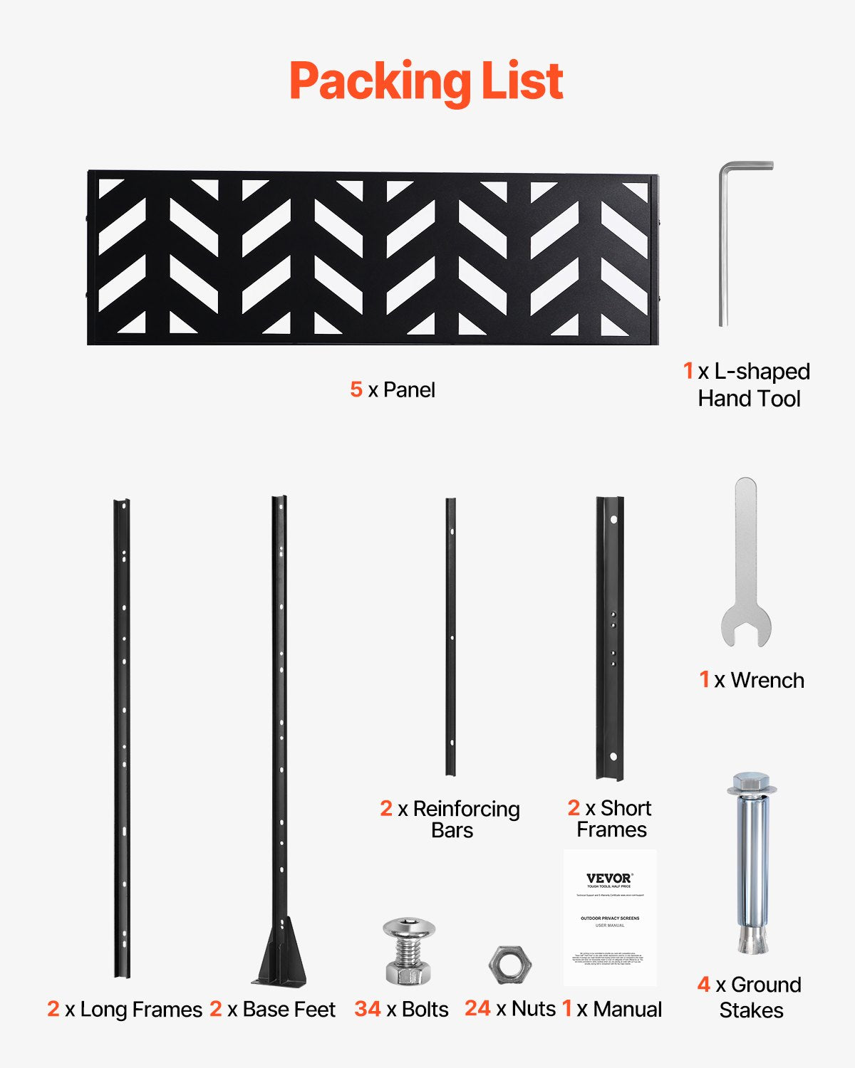 Metal Privacy Screen 47" x 72" Freestanding Outdoor Privacy Screens