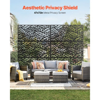 Metal Privacy Screen 47" x 72" Outdoor Privacy Screens &amp; Panels Black