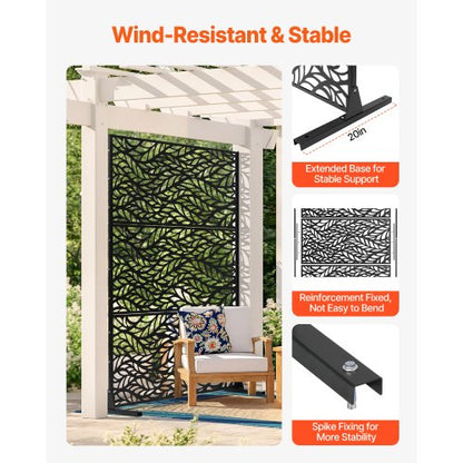 Metal Privacy Screen 47" x 72" Outdoor Privacy Screens &amp; Panels Black