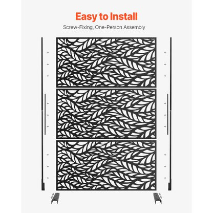 Metal Privacy Screen 47" x 72" Outdoor Privacy Screens &amp; Panels Black