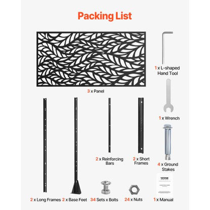 Metal Privacy Screen 47" x 72" Outdoor Privacy Screens &amp; Panels Black