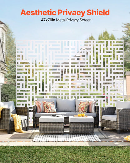 Metal Privacy Screen 47" x 76" Outdoor Privacy Screens &amp; Panels White