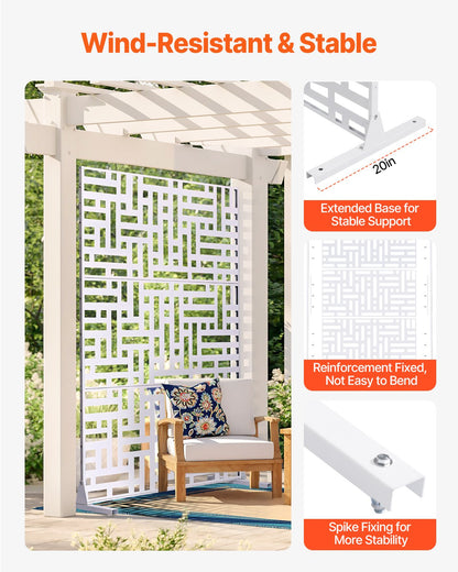 Metal Privacy Screen 47" x 76" Outdoor Privacy Screens &amp; Panels White